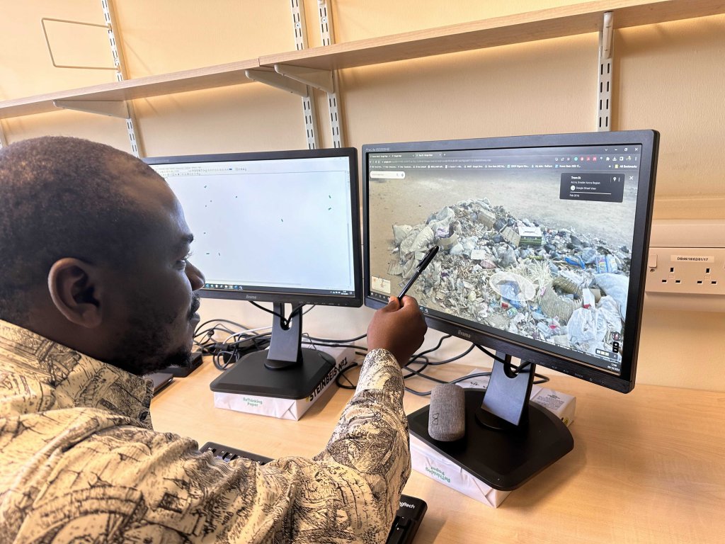 Water and Waste Researcher counting waste using GSV and geospatial tools